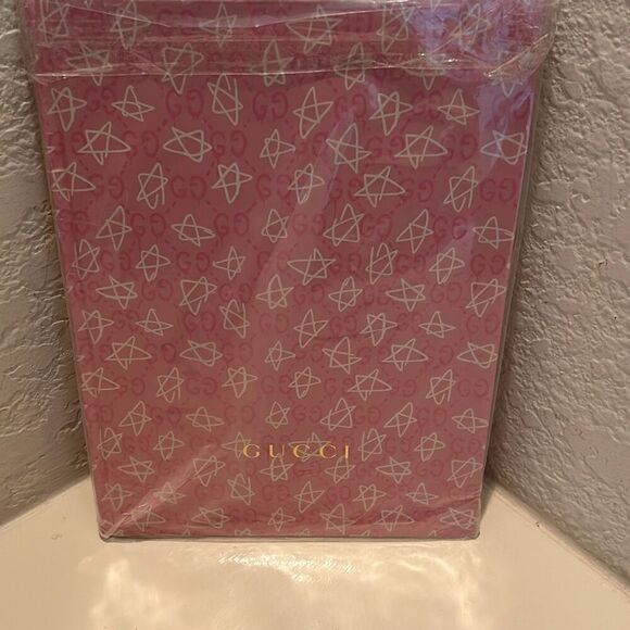 Gucci GG Monogram Logo Blank Journal Notebook Pink Star Print Sketchbook New - Picture 6 of 9